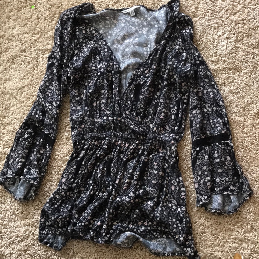 Floral long sleeved romper